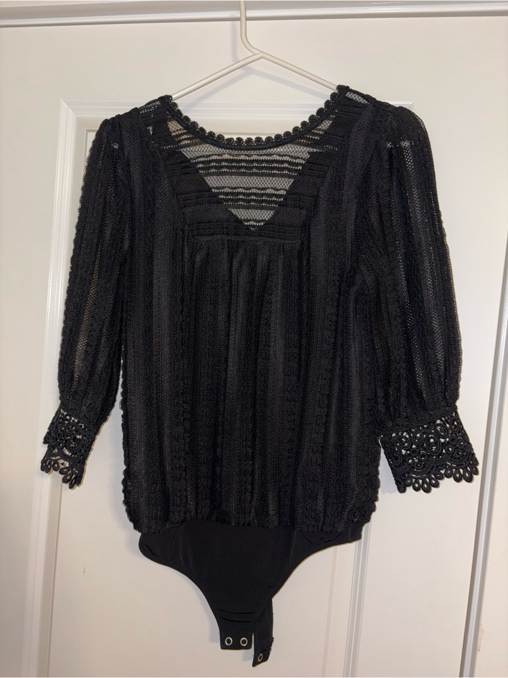 Express Black Lace-Detail Womens Bodysuit Top